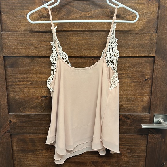Cream tank with white lace, size small - Picture 2 of 2